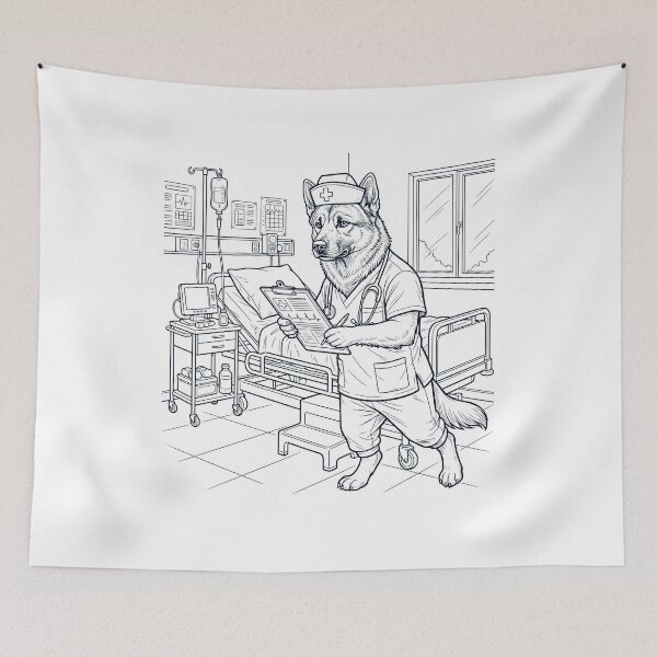 Item preview, Vintage Norwegian Elkhound Nurse Dog Dad Mom Lover designed and sold by TerryConnells.
