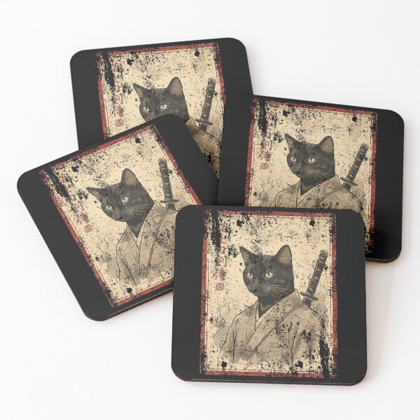 Item preview, Vintage Japanese Art Anime Graphic Samurai cat Warrior designed and sold by Littermin.