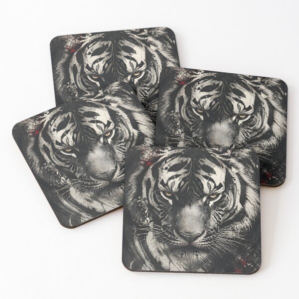 Item preview, White Tiger Ink Splash Grunge Art | Black White Tiger Street Art Print designed and sold by 3T3rnalArts.