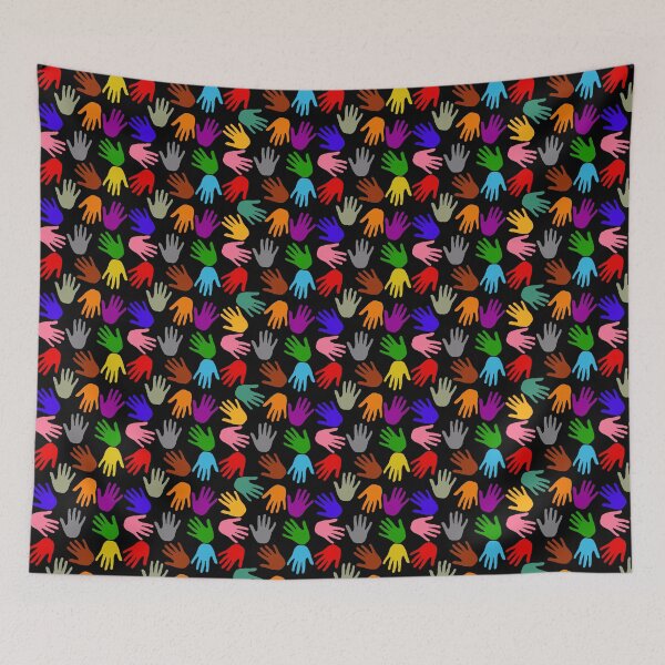 Item preview, Black Colorful Handprints Pattern Design  designed and sold by PatternTitan.