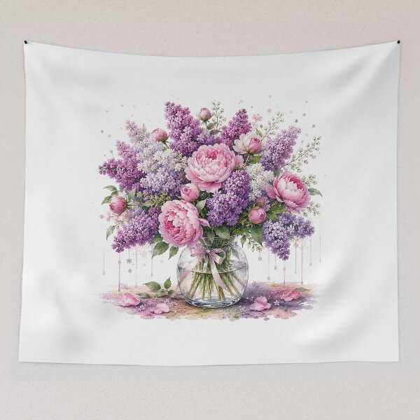 Item preview, Lilac and Peony Watercolor Bouquet designed and sold by PetalGarden.