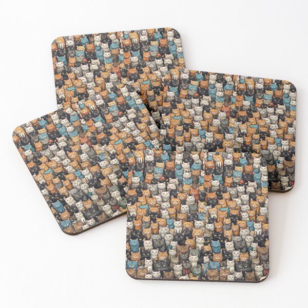 Item preview, Cute Cat Crowd Collage Pattern - Funny Cats Pile Illustration designed and sold by gokhanuzen.