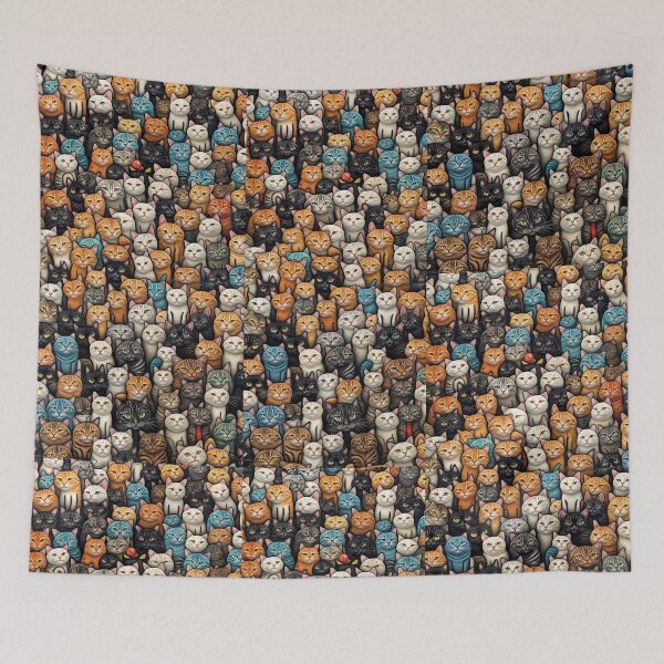 Item preview, Cute Cat Crowd Collage Pattern - Funny Cats Pile Illustration designed and sold by gokhanuzen.
