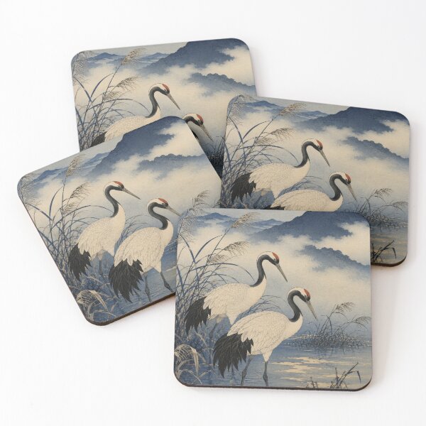 Item preview, Cranes in Mist - Vintage Japanese Animal Ukiyo-e Art designed and sold by bapupa.
