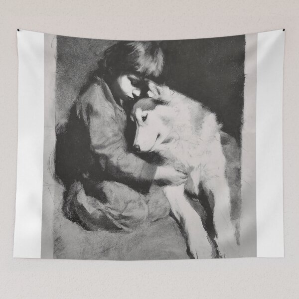 Item preview, Child Embracing a husky designed and sold by lautir.
