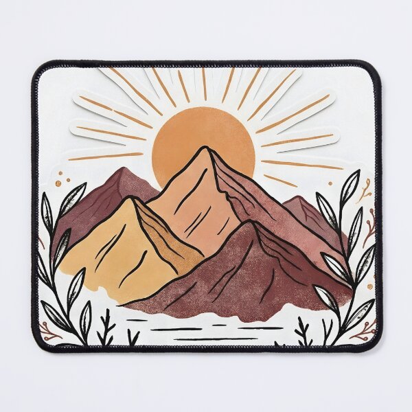 Item preview, Boho Mountain Sunrise Botanical Landscape designed and sold by LazyGeniusArt.