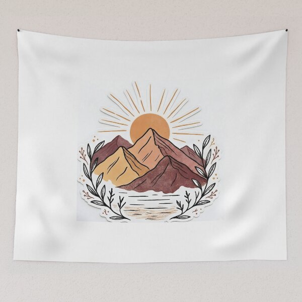 Item preview,  Boho Mountain Sunrise Botanical Landscape designed and sold by LazyGeniusArt.