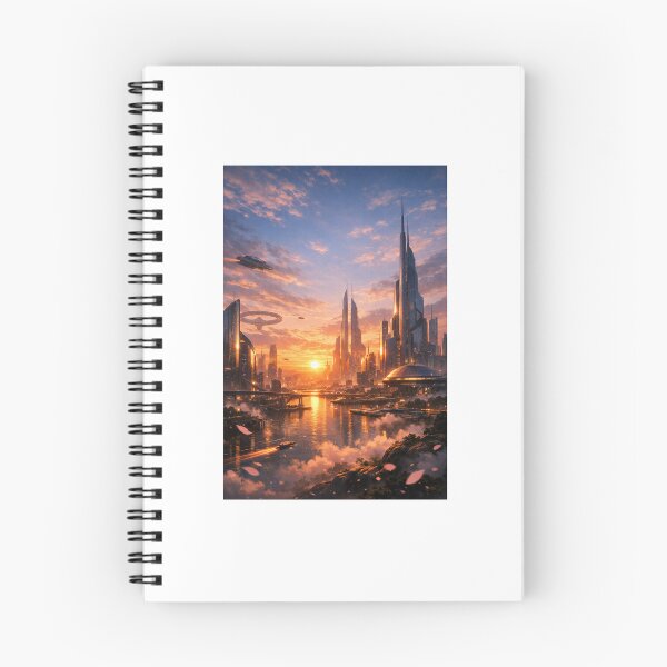Item preview, futuristic sunrise cityscape designed and sold by AlphaRo.