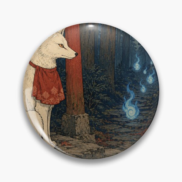 Item preview, Silver Fox Shrine - Vintage Japanese Animal Ukiyo-e Art designed and sold by bapupa.