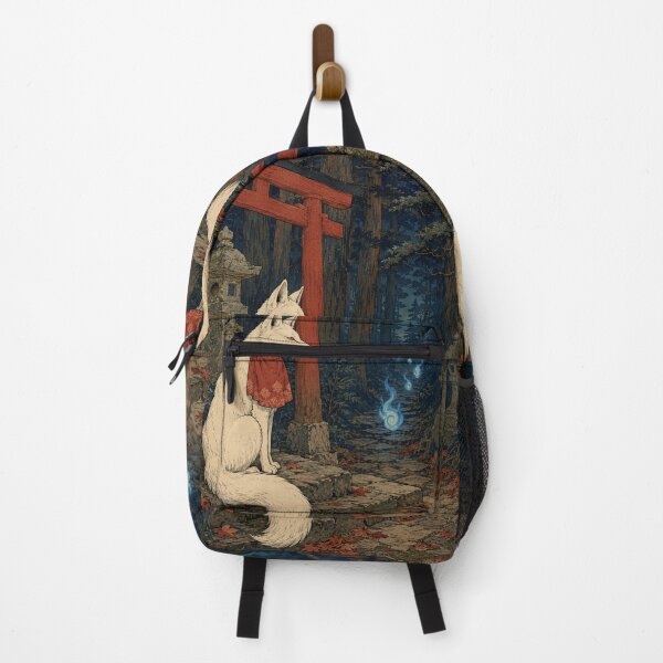 Item preview, Silver Fox Shrine - Vintage Japanese Animal Ukiyo-e Art designed and sold by bapupa.