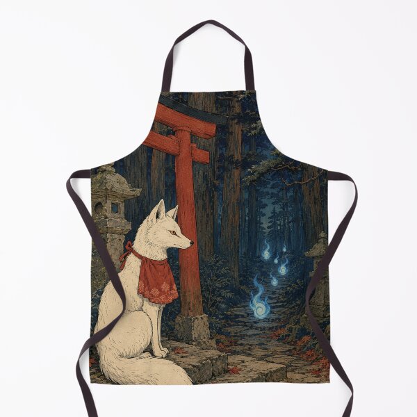 Item preview, Silver Fox Shrine - Vintage Japanese Animal Ukiyo-e Art designed and sold by bapupa.