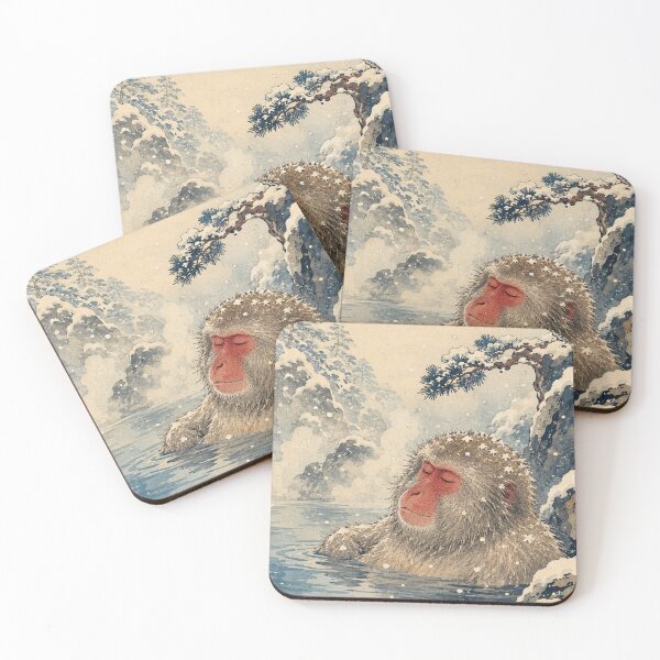 Item preview, Snow Monkey Onsen - Vintage Japanese Animal Ukiyo-e Art designed and sold by bapupa.