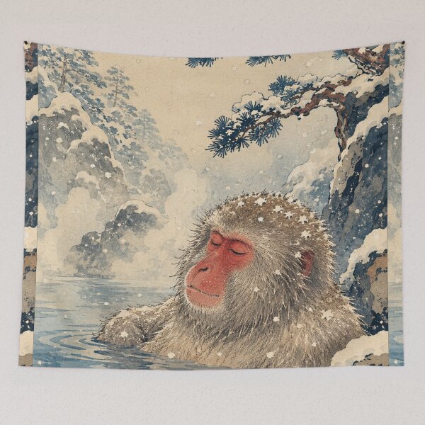 Item preview, Snow Monkey Onsen - Vintage Japanese Animal Ukiyo-e Art designed and sold by bapupa.