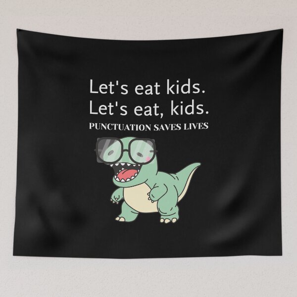 Item preview, Punctuation Saves Lives Funny Grammar Dinosaur designed and sold by creativerooney.