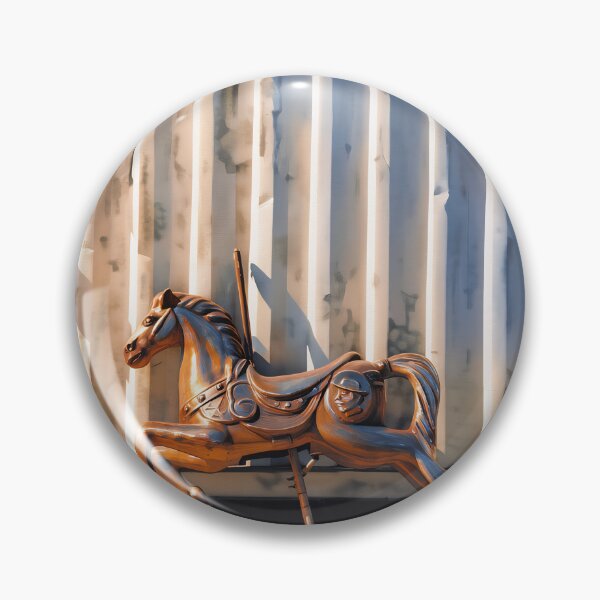 Item preview, escaped carousel horse, modern gouache designed and sold by knockdoutbylove.