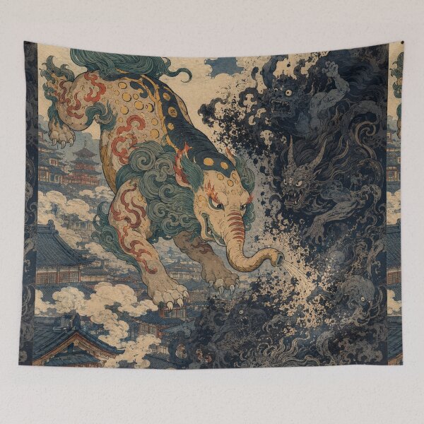 Item preview, Chasing the Night Terrors - Vintage Japanese Baku Yokai Spirit Ukiyo-e Art designed and sold by bapupa.