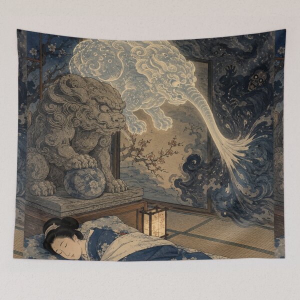 Item preview, Guardian of the Gate - Vintage Japanese Baku Yokai Spirit Ukiyo-e Art designed and sold by bapupa.