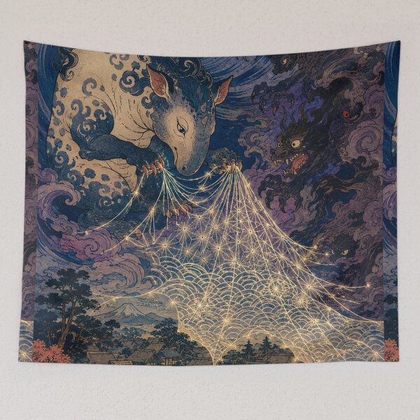 Item preview, Dream Weaver - Vintage Japanese Baku Yokai Spirit Ukiyo-e  designed and sold by bapupa.