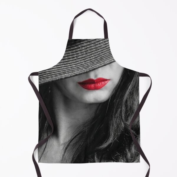 Item preview, Selective Color Red Lips Mystery - B&W Woman in Hat Portrait designed and sold by BlueMandarin.