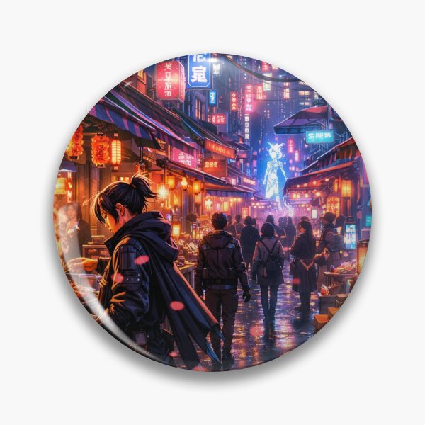 Item preview, Neon street market at night designed and sold by AlphaRo.