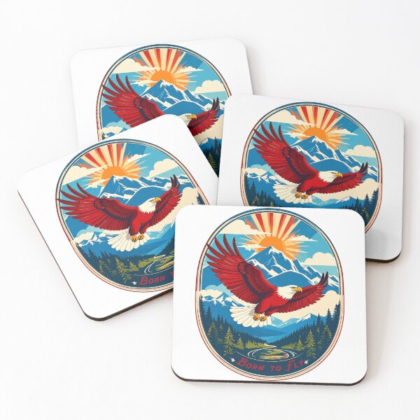 Item preview, Born to fly bald eagle vintage mountain wilderness patriotic adventure badge art designed and sold by icemanphotos.