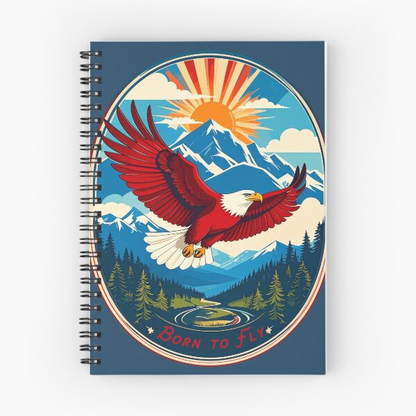 Item preview, Born to fly bald eagle vintage mountain wilderness patriotic adventure badge art designed and sold by icemanphotos.