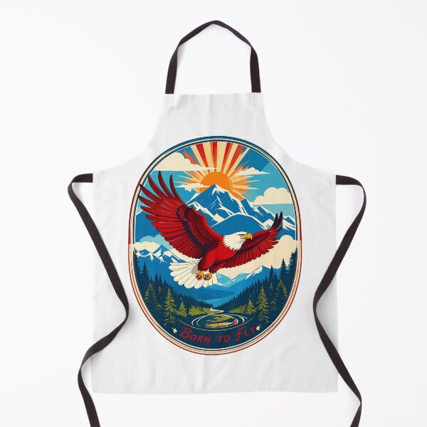Item preview, Born to fly bald eagle vintage mountain wilderness patriotic adventure badge art designed and sold by icemanphotos.