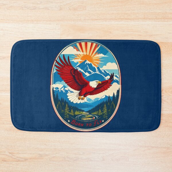 Item preview, Born to fly bald eagle vintage mountain wilderness patriotic adventure badge art designed and sold by icemanphotos.