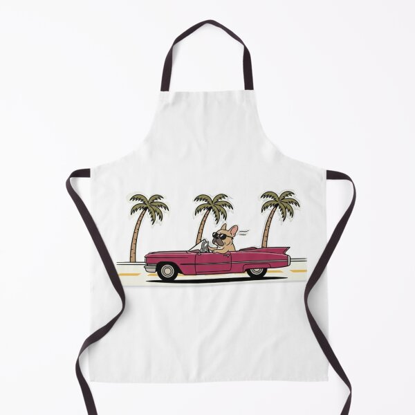 Item preview, French Bulldog Driving Pink Convertible Cadillac Cartoon Art designed and sold by Lunevalleyart.