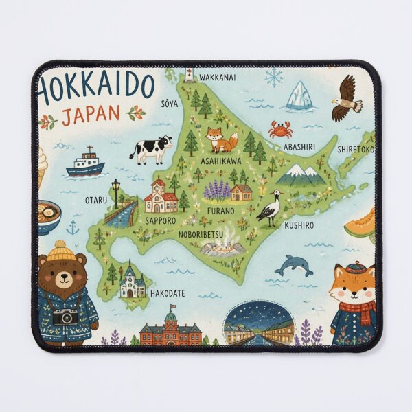 Item preview, Cute Hokkaido Japan Folk Art Map designed and sold by Soul Garden Studio.