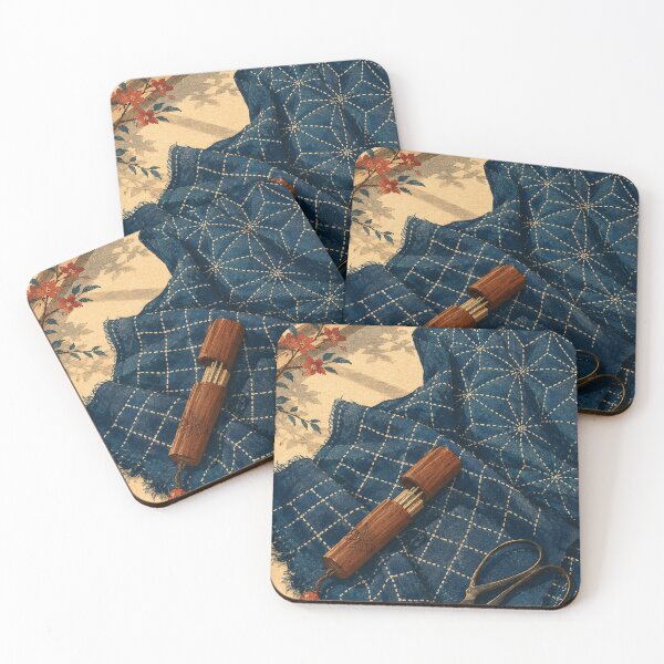 Item preview, Indigo Sashiko Thread - Vintage Japanese Culture Ukiyo-e Woodblock  designed and sold by bapupa.