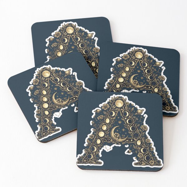 Item preview, Letter A Celestial Moon Phases Astrology Initial Art — Mystical Gold Sticker Gift designed and sold by irfanshikh.