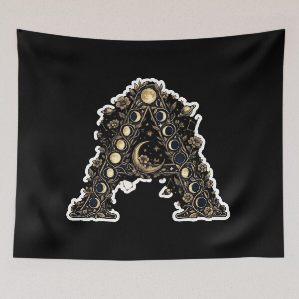 Item preview, Letter A Celestial Moon Phases Astrology Initial Art — Mystical Gold Sticker Gift designed and sold by irfanshikh.