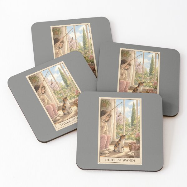 Item preview, Three of Wands Cat Tarot - Cozy Window Garden Calico Art designed and sold by Akros-.