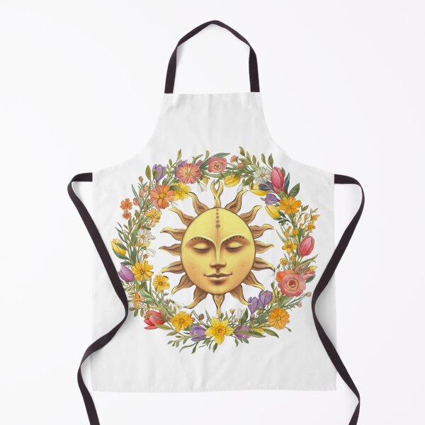 Item preview, Celestial Sun Face Floral Wreath Vintage Boho Art designed and sold by Lunevalleyart.