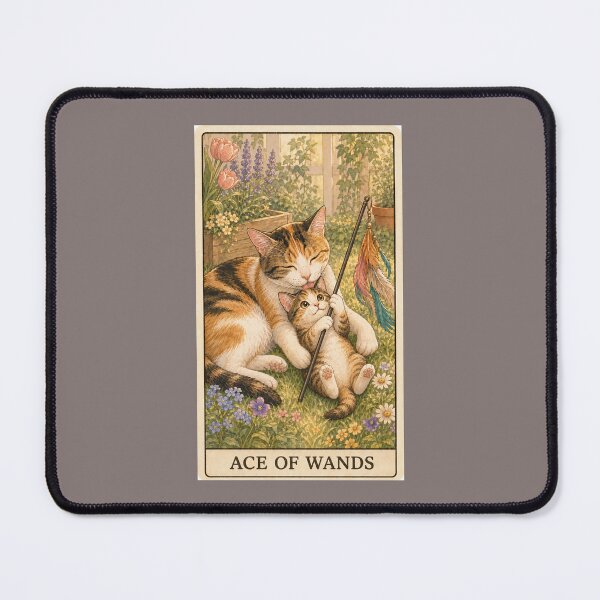 Item preview, Ace of Wands Cat Tarot - Playful Ginger Feline Magic Art designed and sold by Akros-.