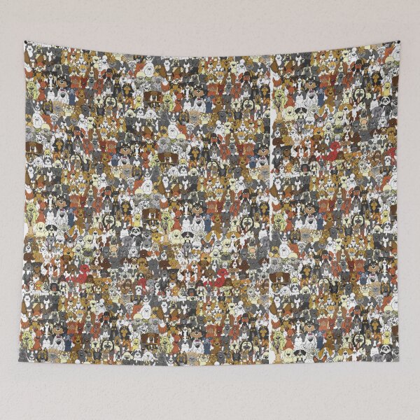Item preview, Cute Dog Crowd Collage Pattern - Funny Dogs Pile Illustration designed and sold by gokhanuzen.