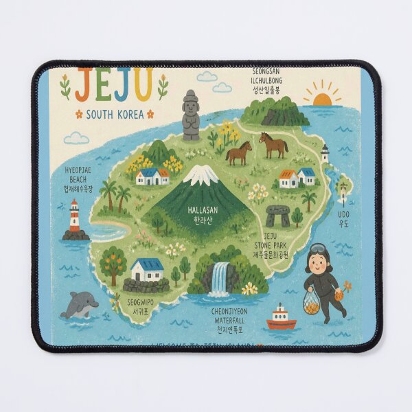 Item preview, Cute Jeju Island Map – Kawaii South Korea Travel Folk Art Illustration designed and sold by Soul Garden Studio.