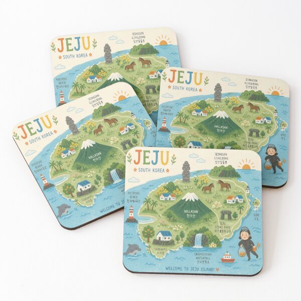 Item preview, Cute Jeju Island Map – Kawaii South Korea Travel Folk Art Illustration designed and sold by Soul Garden Studio.