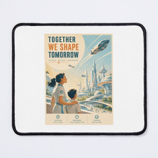 Item preview, Together We Shape Tomorrow – Retro Futuristic Sci-Fi designed and sold by Fleetwood1994.