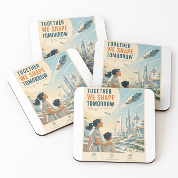Item preview, Together We Shape Tomorrow – Retro Futuristic Sci-Fi designed and sold by Fleetwood1994.