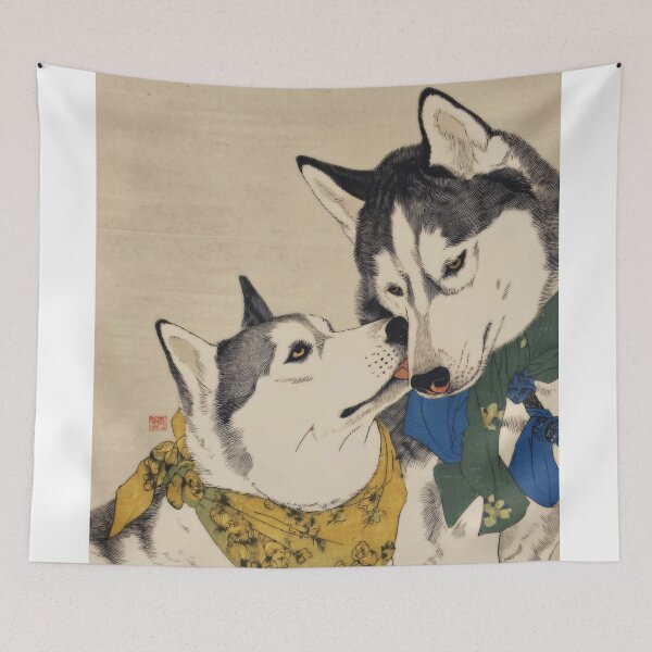 Item preview, Two Huskies in Vibrant Scarves designed and sold by lautir.