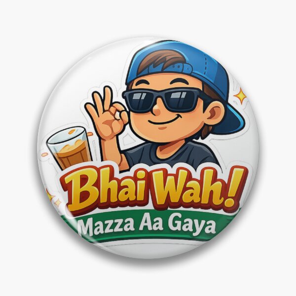 Item preview, Bhai Wah Mazza Aa Gaya Funny Hindi Sticker | Cool Cartoon Boy Sticker designed and sold by Jyotisima8929.