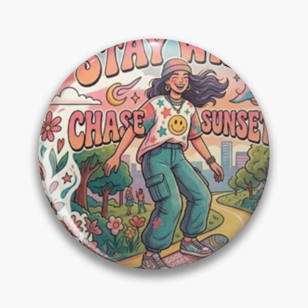Item preview, Retro Groovy Skater Girl - Stay Wild & Chase Sunsets designed and sold by The Creative Canva.