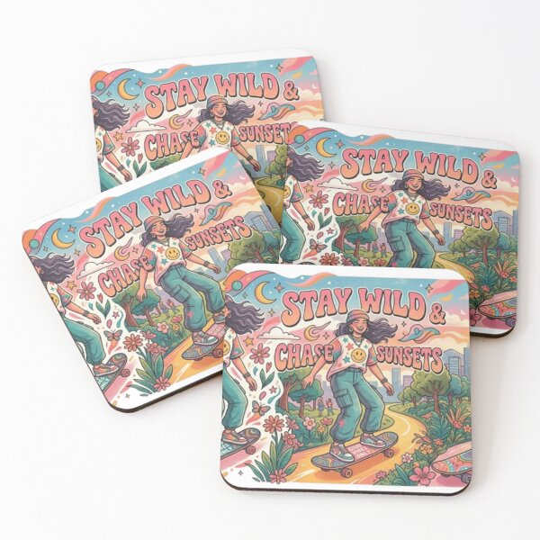 Item preview, Retro Groovy Skater Girl - Stay Wild & Chase Sunsets designed and sold by The Creative Canva.