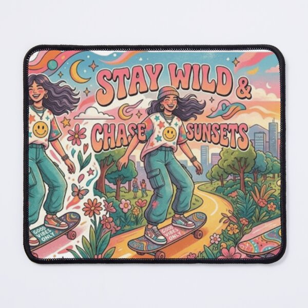 Item preview, Retro Groovy Skater Girl - Stay Wild & Chase Sunsets designed and sold by The Creative Canva.
