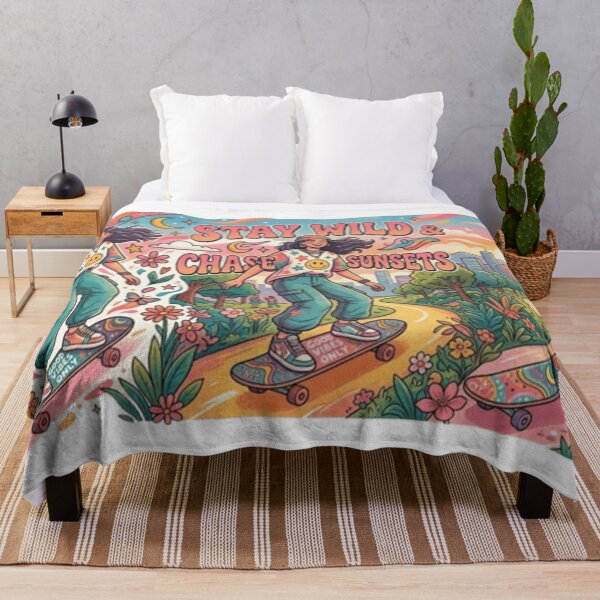 Item preview, Retro Groovy Skater Girl - Stay Wild & Chase Sunsets designed and sold by The Creative Canva.