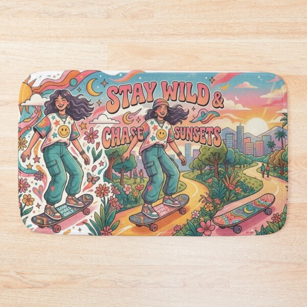 Item preview, Retro Groovy Skater Girl - Stay Wild & Chase Sunsets designed and sold by The Creative Canva.