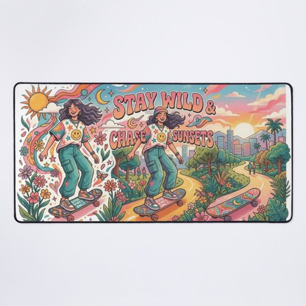 Item preview, Retro Groovy Skater Girl - Stay Wild & Chase Sunsets designed and sold by The Creative Canva.