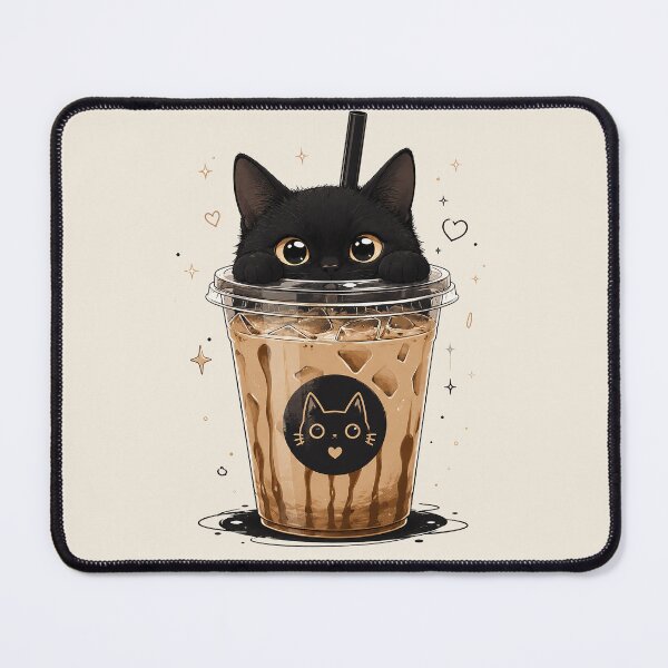 Item preview, Black Cat Bubble Tea – Cute Kawaii Aesthetic Cat in Iced Coffee Cup designed and sold by GrabaHuk.